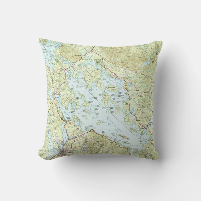 Almofada Lago Winnipesaukee Mapa (1986) (Frente)