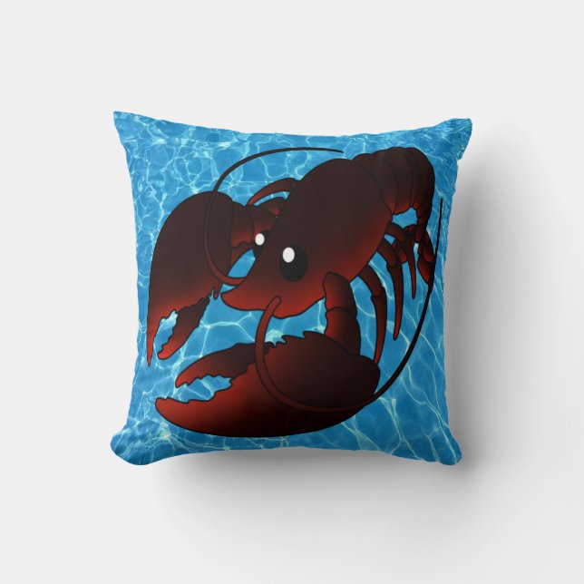 Almofada Lagosta Vermelha de Cartoon (Frente)