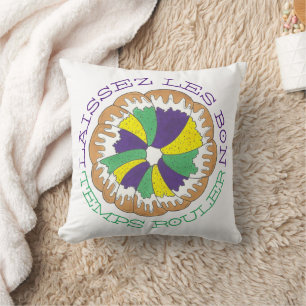 Almofada Laissez Les Bon Temps Rouler Mardi Gras King Cake