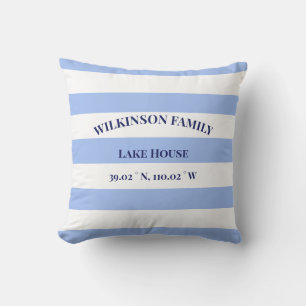 Almofada Lake house Coordenadas Nome Blue Stripes