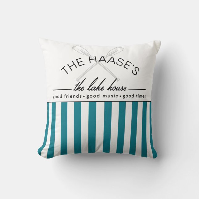 Almofada Lake House Good Friends Music Times Blue Stripe (Frente)