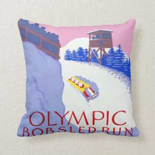 Almofada Lake Placid olímpico do funcionamento do Bobsled