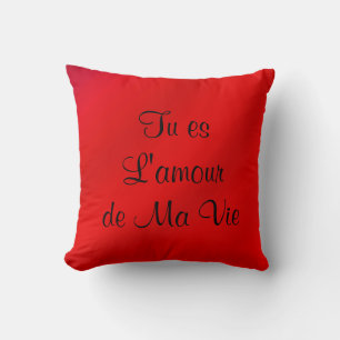 Almofada L'amour de mãe vie o amor francês vermelho do