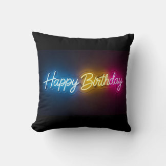 Almofada Lâmpada de Neon Aniversário Feliz