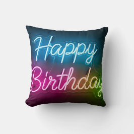 Almofada Lâmpada Neon de Aniversário Feliz