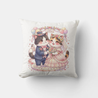 Almofada Lançamento de Gatos Casados em Aquarela para Decor