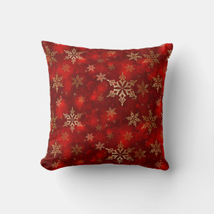 Almofada Lance do Natal Travesseiro-Vermelho & flocos de