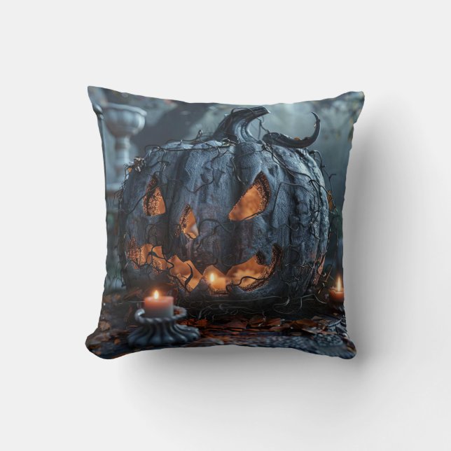 Almofada Lanterna de abóbora de Halloween (Frente)