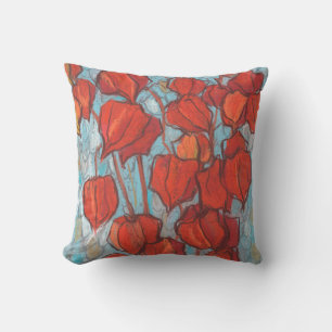 Almofada Lanternas Chinesas, Pintura Floral de Physalis Aut