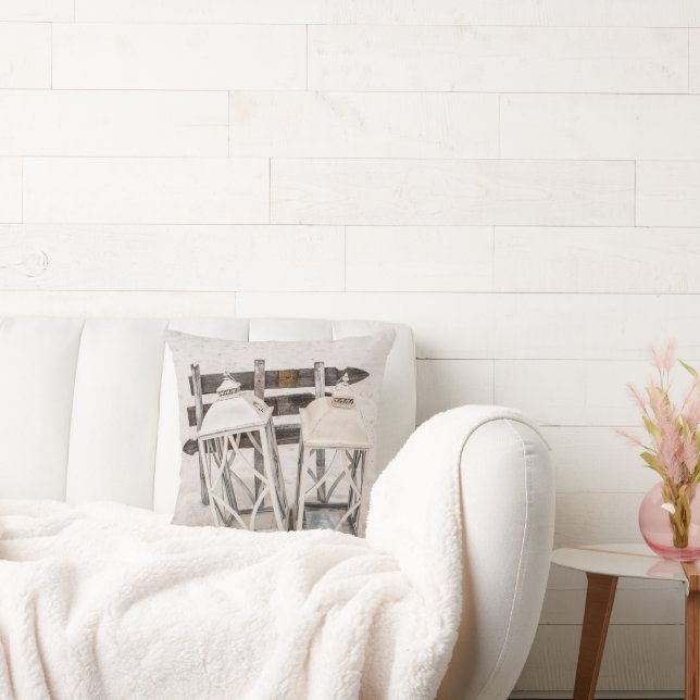 Almofada Lanternas Rustic Beach House na Areia (Sofá)