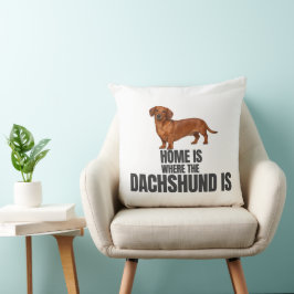 Almofada Lar é Onde Está o Dachshund Vermelho