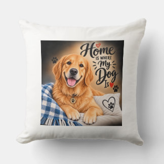Almofada Lar é Onde Meu Cachorro Está – Lindo Golden Retrie