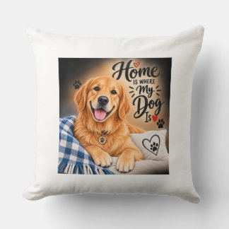 Almofada Lar é Onde Meu Cachorro Está – Lindo Golden Retrie