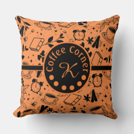 Almofada laranja-amante do café moderno do meio século