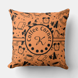 Almofada laranja-amante do café moderno do meio século
