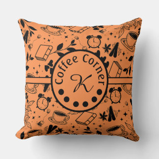 Almofada laranja-amante do café moderno do meio século