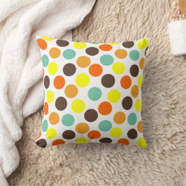 Almofada Laranja, Amarelo, Marrom, Pontos Azuis