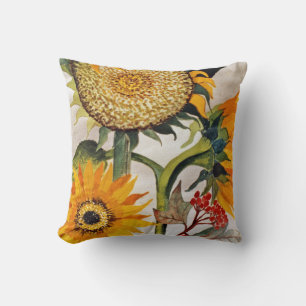 Almofada Laranja Amarelo Sorrindo Arte de Girassol