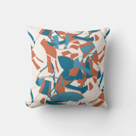 Almofada Laranja Aqua Turquoise Swirling Floral em Esbranqu