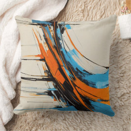 Almofada Laranja Azul Dinâmico Industrial Abstrato Moderno