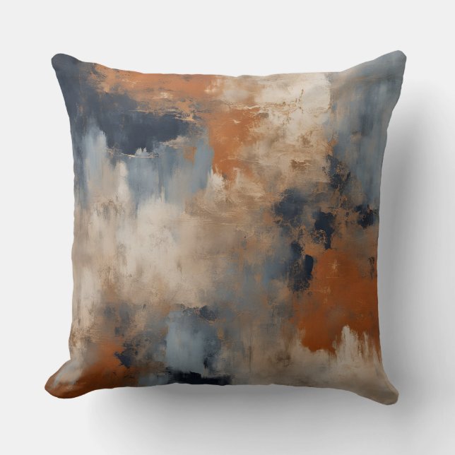 Almofada Laranja Azul Marinho Abstrato Distress (Frente)