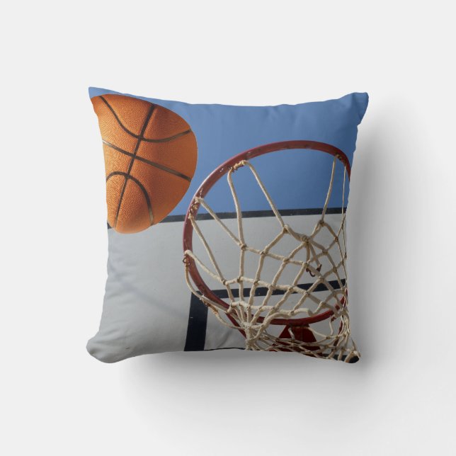 Almofada Laranja Basquete A Ponto De Pontuação, (Frente)