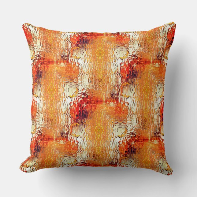 Almofada Laranja bege, vidro torto martelado repetido (Frente)