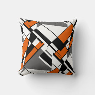 Almofada Laranja, branco, Cinza, Abstrato preto Design angu