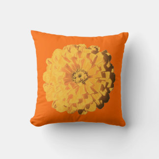 Almofada Laranja Colorida Dupla Lado com Flor Amarelo