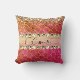 Almofada Laranja Cor-de-rosa-quente - Bling Diamond