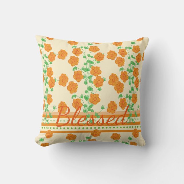 Almofada Laranja Decorativo Flor (Frente)
