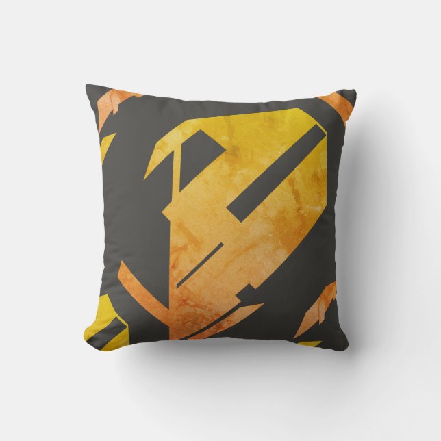 Almofada Laranja Dourada movido sobre design abstrato de ca (Frente)