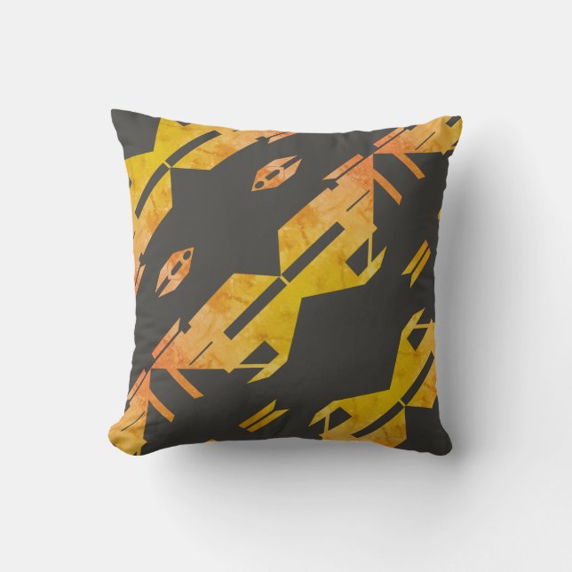 Almofada Laranja Dourado movido sobre Abstrato Diagonal de  (Frente)