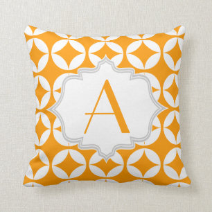 Almofada Laranja elegante, teste padrão geométrico branco