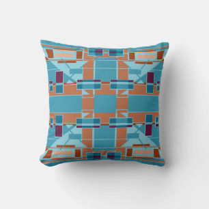 Almofada Laranja Enferrujado Azul Turquesa Burgundy Design