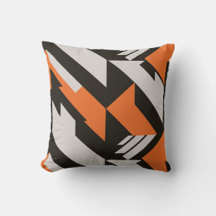 Almofada Laranja escuro e Design geométrico preto
