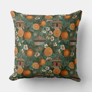 Almofada Laranja Floral Travesseiro Decorativo