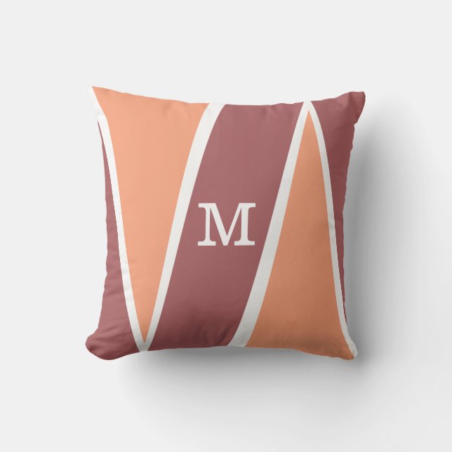 Almofada Laranja geométrica Monogrammed Marsala do teste (Frente)