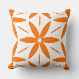 Almofada Laranja Geométrico Floral Moderno de Meados do Séc