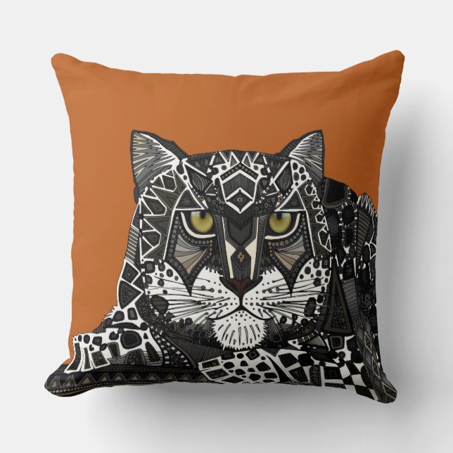 Almofada laranja-leopardo-da-neve (Frente)