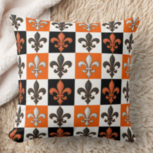 Almofada Laranja Preto-Branco-Verificado Design