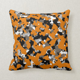 Almofada Laranja Preto Cinza Bege Camuflagem Camo Estampa