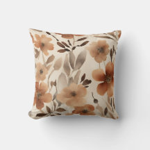 Laranja Queimada Bege Marrom Ferrugem Floral Aquar