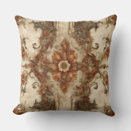 Almofada Laranja Queimado Marrom Creme Ferrugem Floral Barr