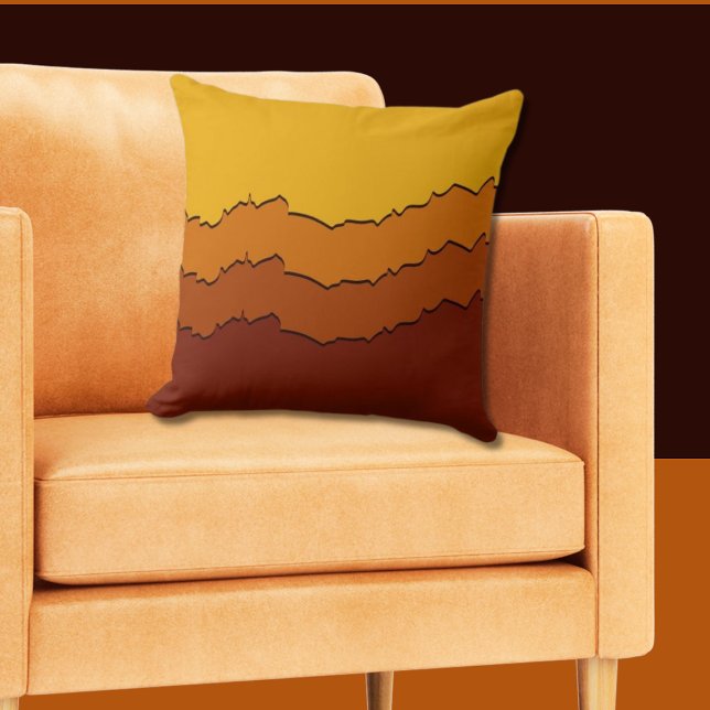 Almofada Laranja Quente e Faixa Irregular Preta (Yellow and Orange Pillow in Irregular Ripped Stripes Pattern)