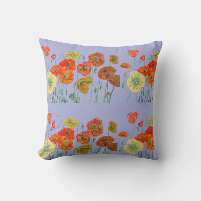 Almofada Laranja Shabby Poppy Pastel Floral Purple Lilac (Frente)