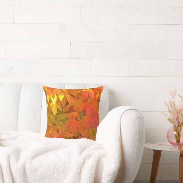 ALMOFADA "LARANJA TANGERINA, FOLHAS AMARELAS E VERDES LIMÕE (Sofá)