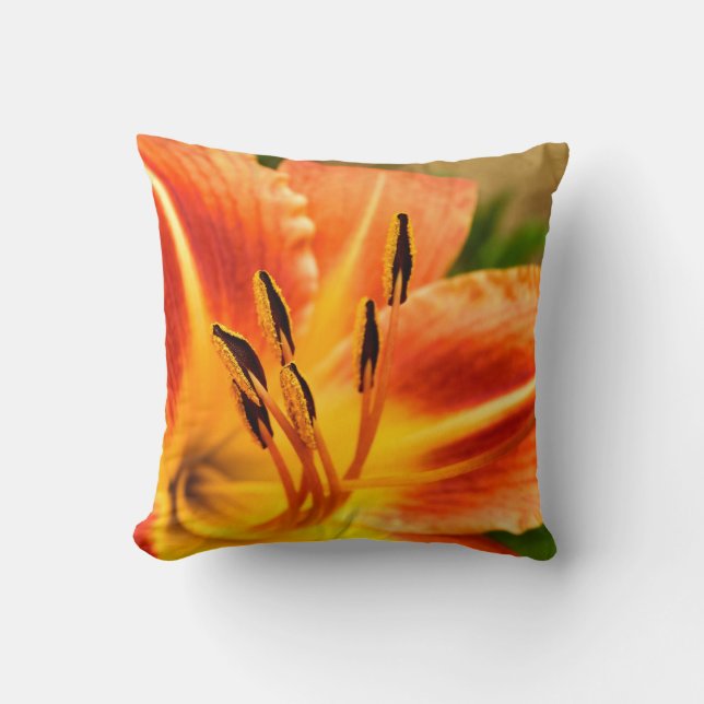 Almofada Laranja Tigre Lily Jogar Cushion (Frente)