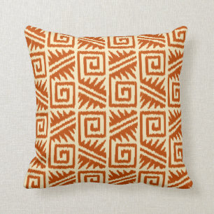 Almofada Laranja tribal asteca de Ikat - o mandarino e luz