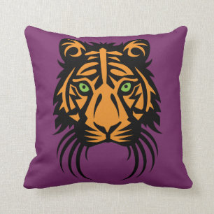 Almofada Laranja tribal do preto do tatuagem do tigre no
